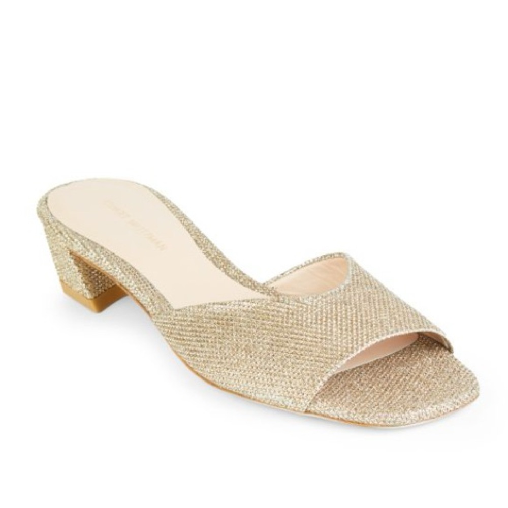 STUART WEITZMAN Devlin Leather Glimmer Slides casual formal party summer wedding